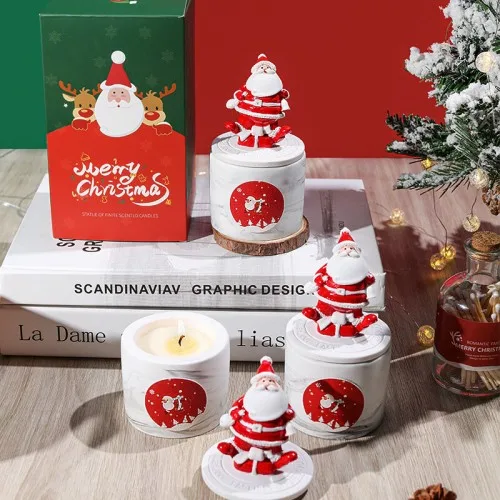 Christmas Santa Claus Cartoon Shaped Candle Set