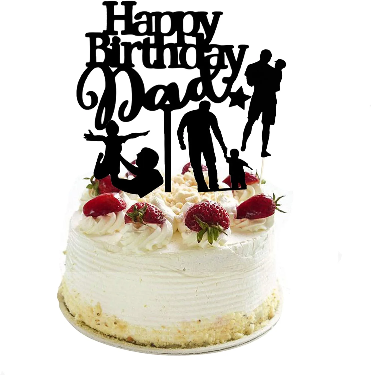 Set of 4 Acrylic and Letters Happy Birthday For Dad Cake Topper for Birthday Party